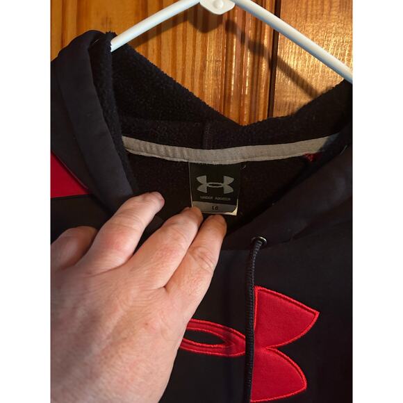 Under Armour Mens black/red pullover hoodie size large - Picture 2 of 3